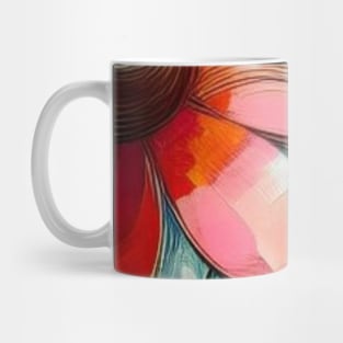 Abstract Pink Red Blue Flower and Leaves Mug